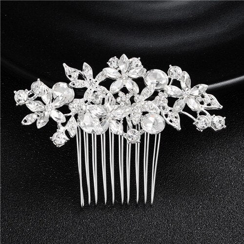 Handmade Crystal Barrette Pearl Hair Combs Ornament Bridal Hairpins