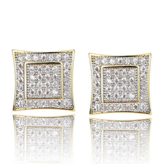 Luxury Micro Pave CZ Square Shape Stud Earrings