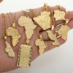 Quality Africa Congo Algeria Map Pendant Necklace & Chain