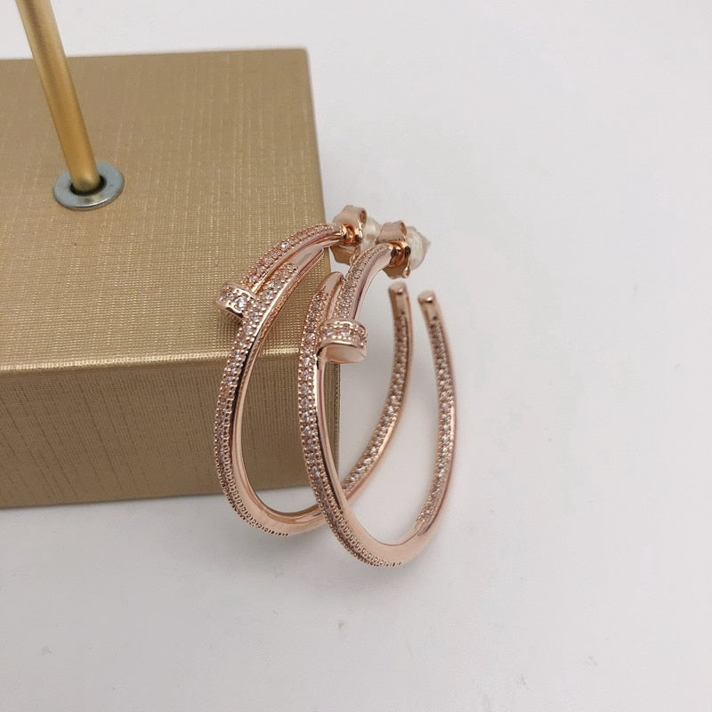 Luxury Nail  Hoop Earrings