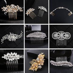 Handmade Crystal Barrette Pearl Hair Combs Ornament Bridal Hairpins