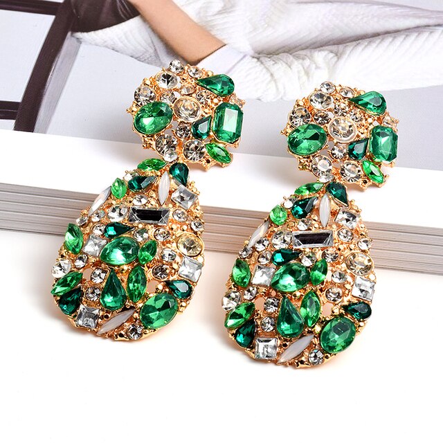 Statement Colorful Crystals Drop Earrings High quality Rhinestone Earring