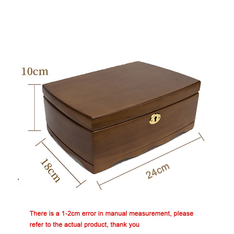 Hot Double Layer Wooden Jewelry Organizer & Storage Box With Lock