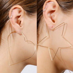 Exaggerated Hollow Heart, Star and Shapes Earrings