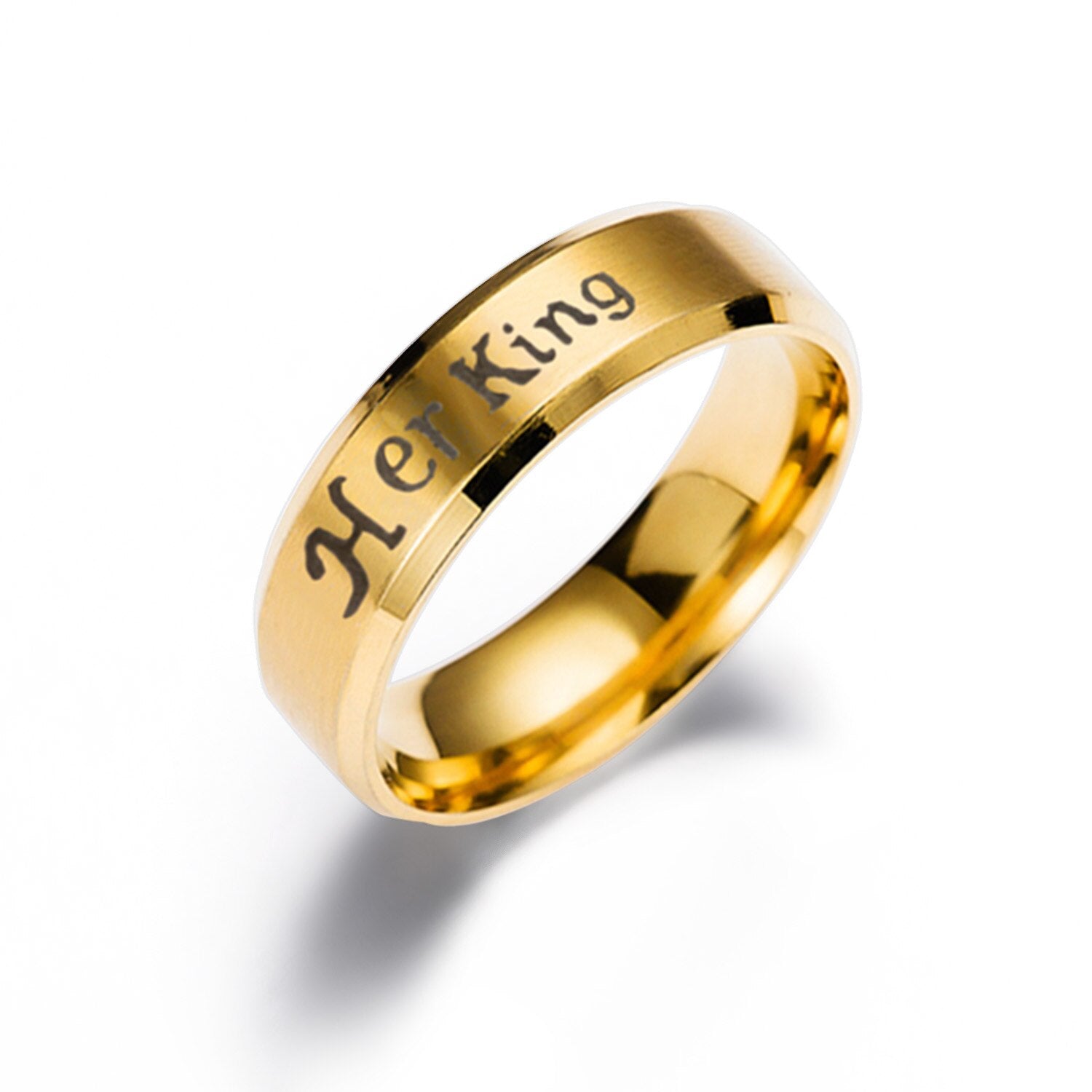 Her King His Queen Couple Stainless Steel black Crown Design Ring