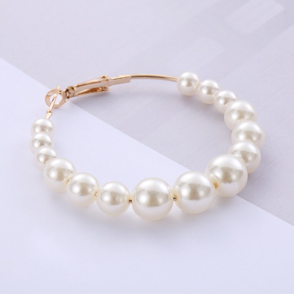 White Pearls Party Hoop Earrings