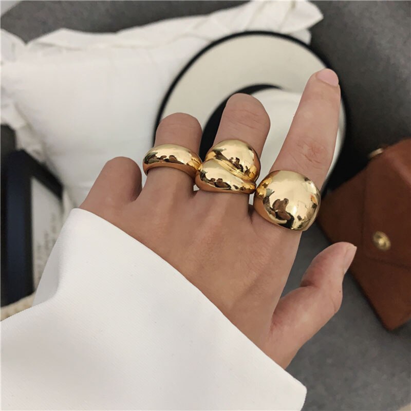 Elegant French Gold Geometric Finger Rings