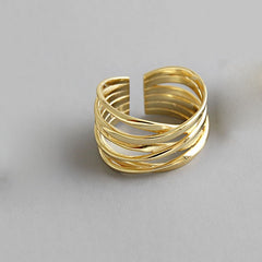 Creative Multilayer Winding Line Geometric Handmade Rings- Adjustable