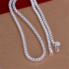 925 Sterling Silver 4mm 18 inches Box Chain Necklace