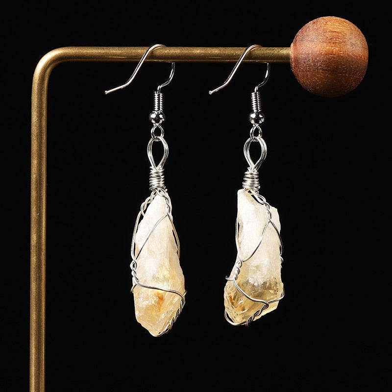 Natural Crystals stones Restoration Earrings