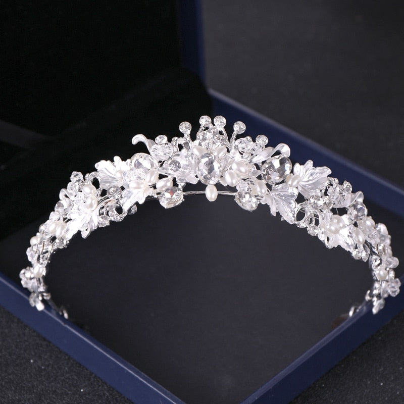 Silver Color Crystal Tiaras and Crowns Wedding Hair Accessories