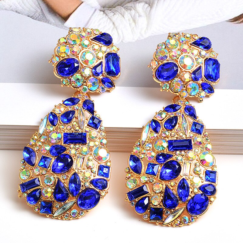 Statement Colorful Crystals Drop Earrings High quality Rhinestone Earring