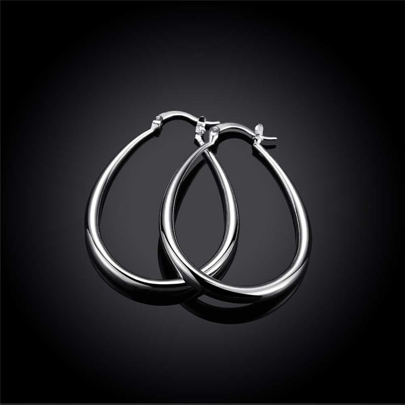 925 Sterling Silver Smooth Solid Hoop Earring