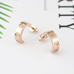 Luxury C Shape Cross Screw Stud Earring Titanium Steel