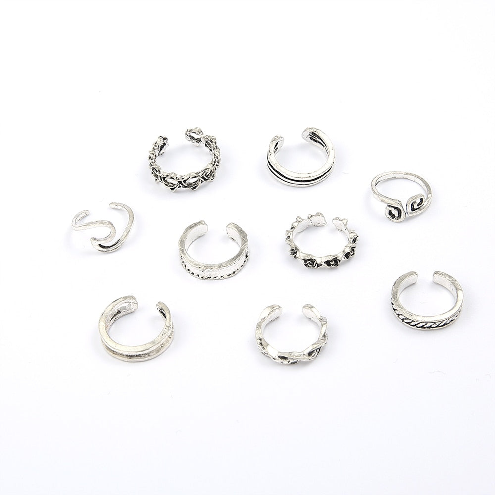 9 PCS/SET Bohemia Mix Toe Ring Set