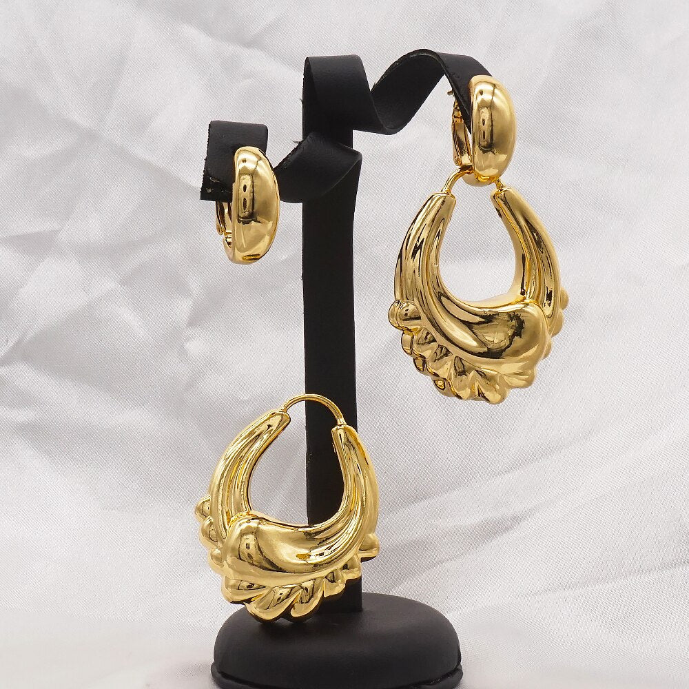 Hollow Out Big Long Drop Design Earrings