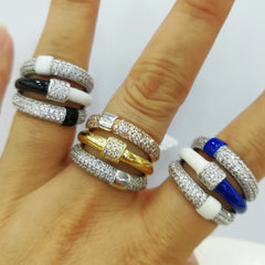 3 bands mix Statement Beads Ring