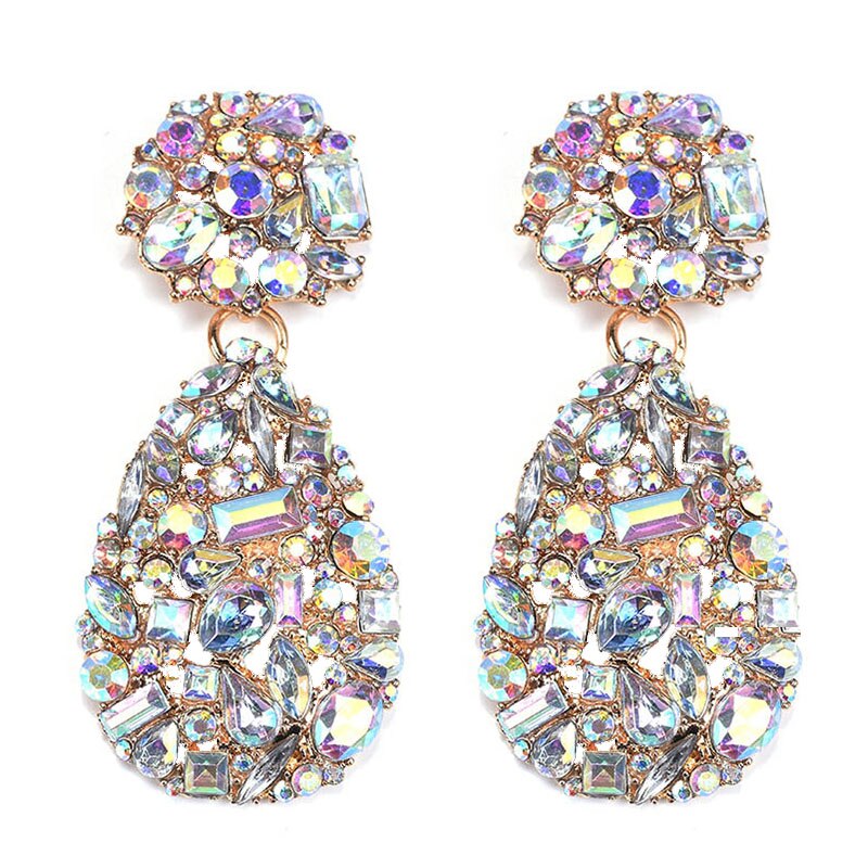 Statement Colorful Crystals Drop Earrings High quality Rhinestone Earring