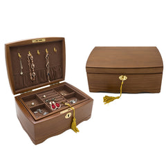 Hot Double Layer Wooden Jewelry Organizer & Storage Box With Lock