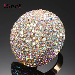 Statement Crystal Colorful Women Big Rings