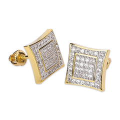 Luxury Micro Pave CZ Square Shape Stud Earrings