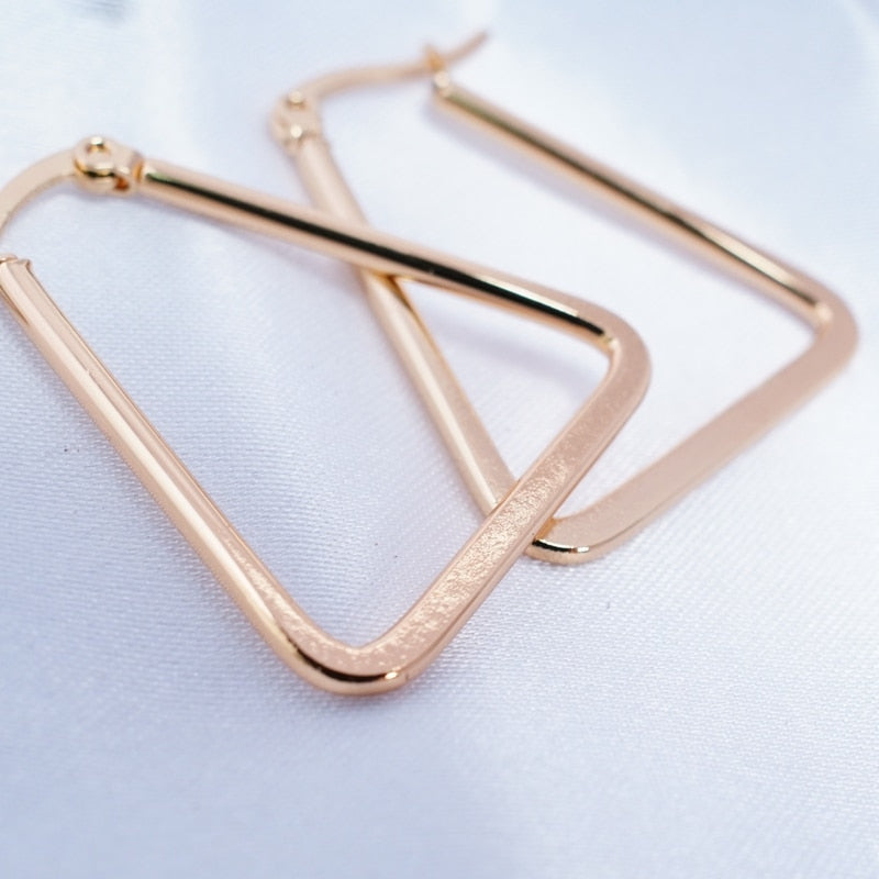 Big Gold Hoops shapes Stainless Steel Earrings 30mm/40mm/50mm