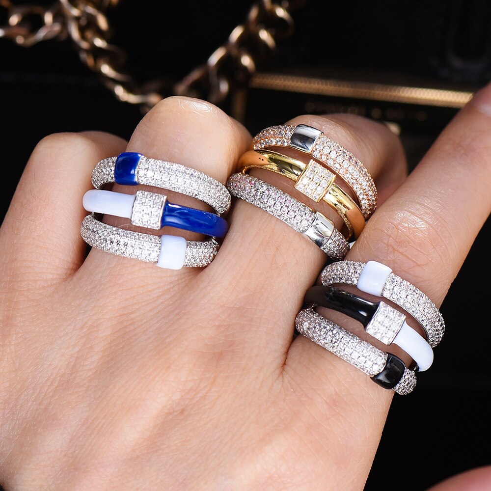 3 bands mix Statement Beads Ring