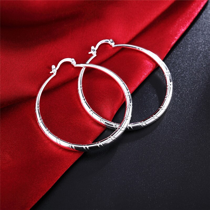 Sterling Silver Round Circle Hoop Earring - 30/40/50/60mm