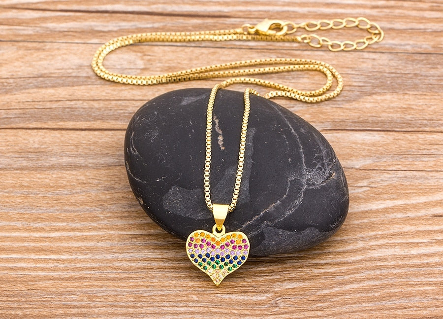 Heart Pendent Charm Chain Necklaces