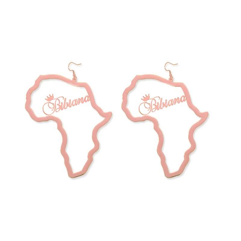 Stainless Steel Customized African Map Earring