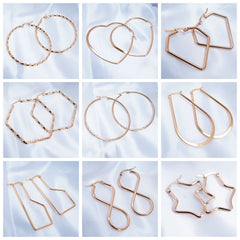 Big Gold Hoops shapes Stainless Steel Earrings 30mm/40mm/50mm