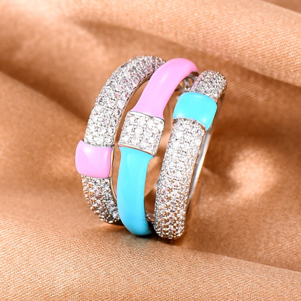 3 bands mix Statement Beads Ring