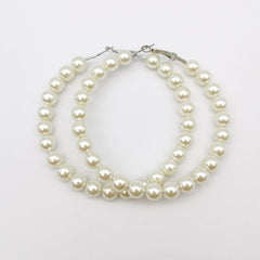 Elegant White Pearl Round Hoop Earring