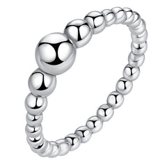 Stackable Round Ball Beaded Finger Rings 925 Sterling Silver