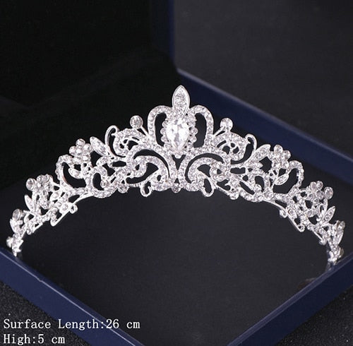 Silver Color Crystal Tiaras and Crowns Wedding Hair Accessories