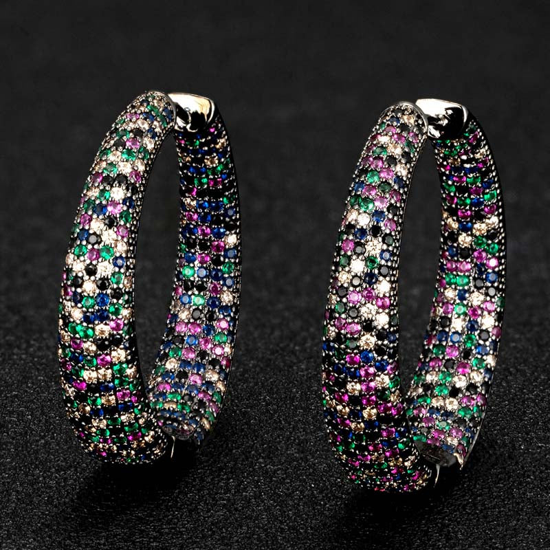 Luxury Multicolor Full mirco paved Cubic Zirconia Earring