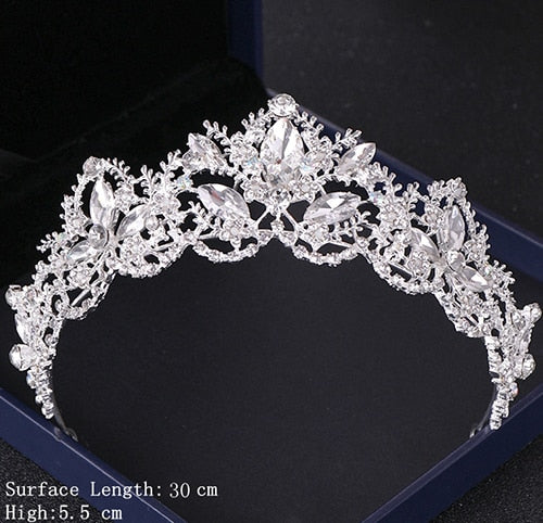 Silver Color Crystal Tiaras and Crowns Wedding Hair Accessories