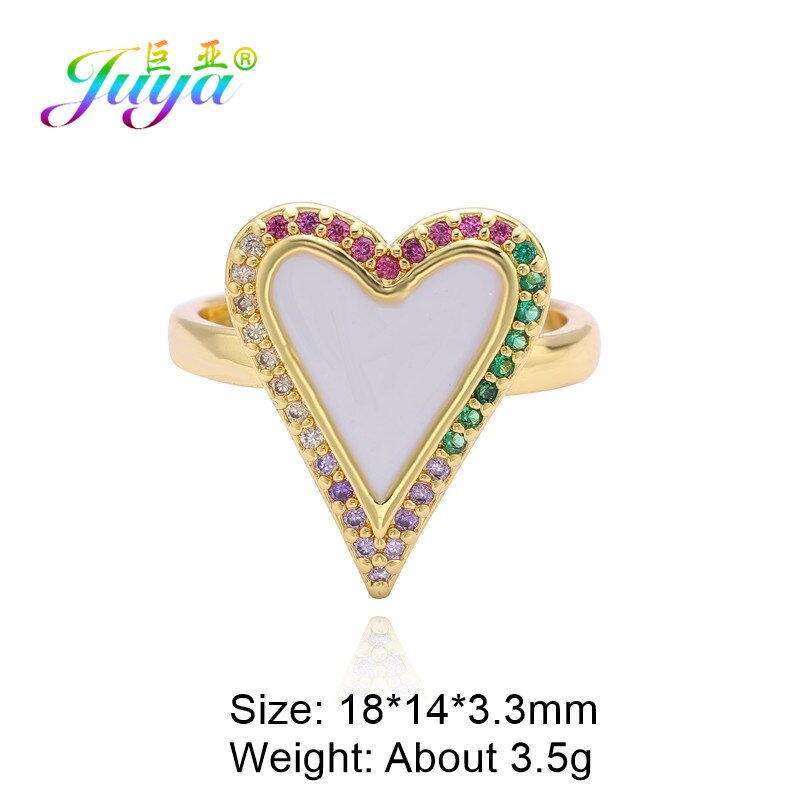 Luxury 18K Gold colour Plated Open Circle Adjustable Size Enamel Love Heart Rings