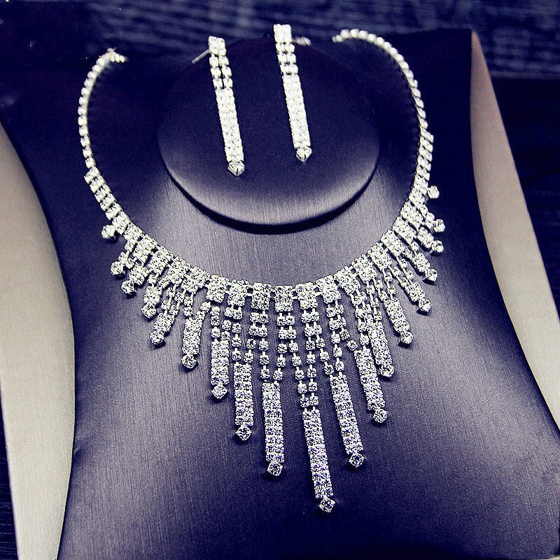 Long Tassel Rhinestone Jewellery Sets