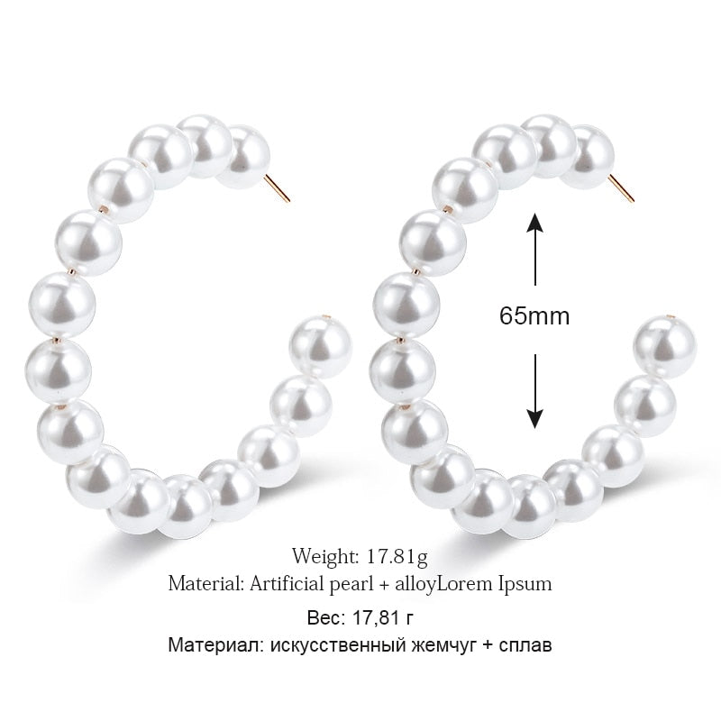 Pearl Hoop Earrings For Women Unique Statement Big earings 2020 Fashion Brincos Party Jewelry