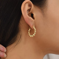 Gold Plated Bead Hoop Earrings