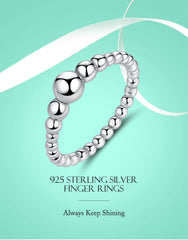 Stackable Round Ball Beaded Finger Rings 925 Sterling Silver