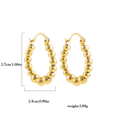 Gold Plated Bead Hoop Earrings