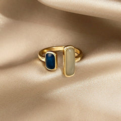 Retro Romantic Color Matching Drop Glaze Golden Open Rings