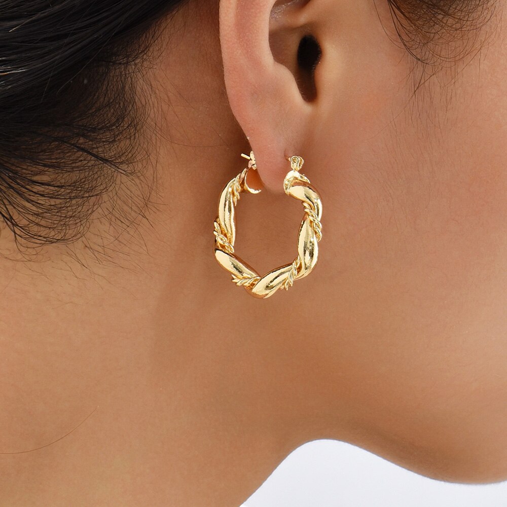 Statement Hoop Twist Chunky Earrings