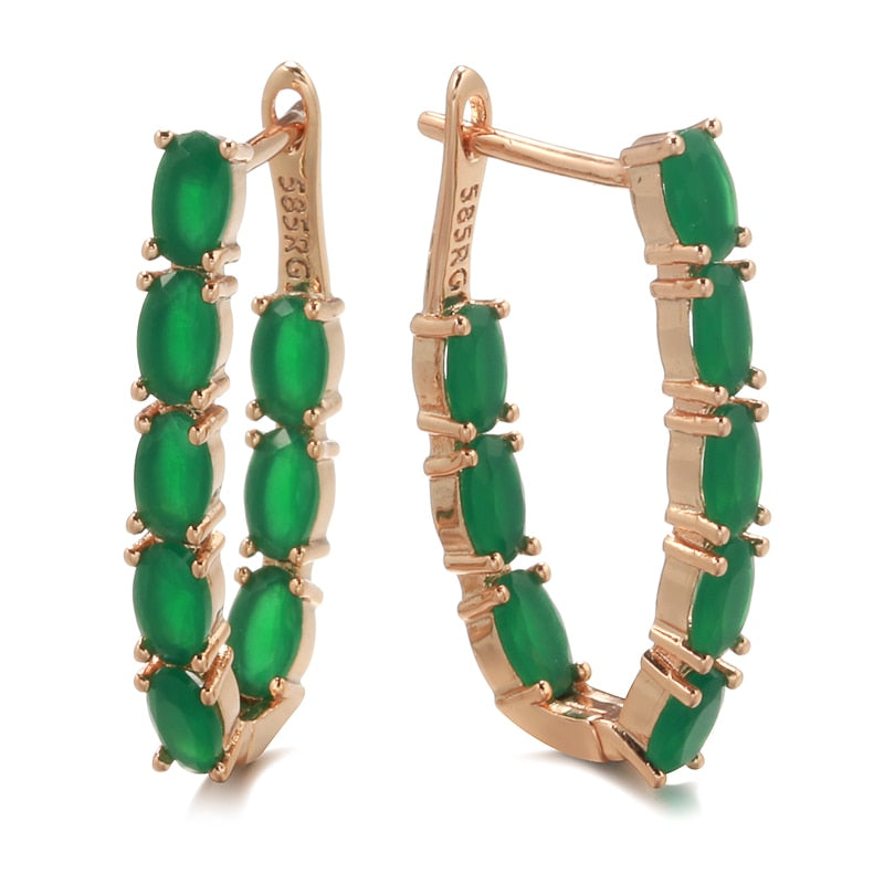 Green Rose Gold Vintage Luxury Drop Earrings