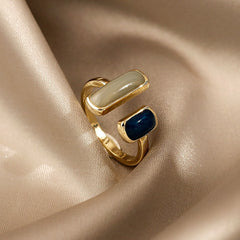 Retro Romantic Color Matching Drop Glaze Golden Open Rings