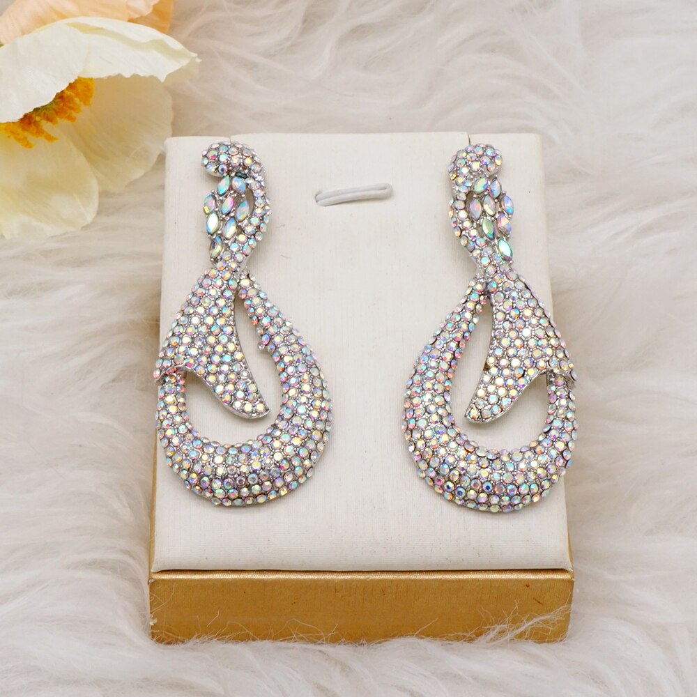 Luxury Rhinestone Crystal Long Tassel Earrings