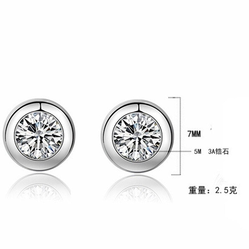 925 Sterling Silver with Zircon Stone Various Stud Earrings