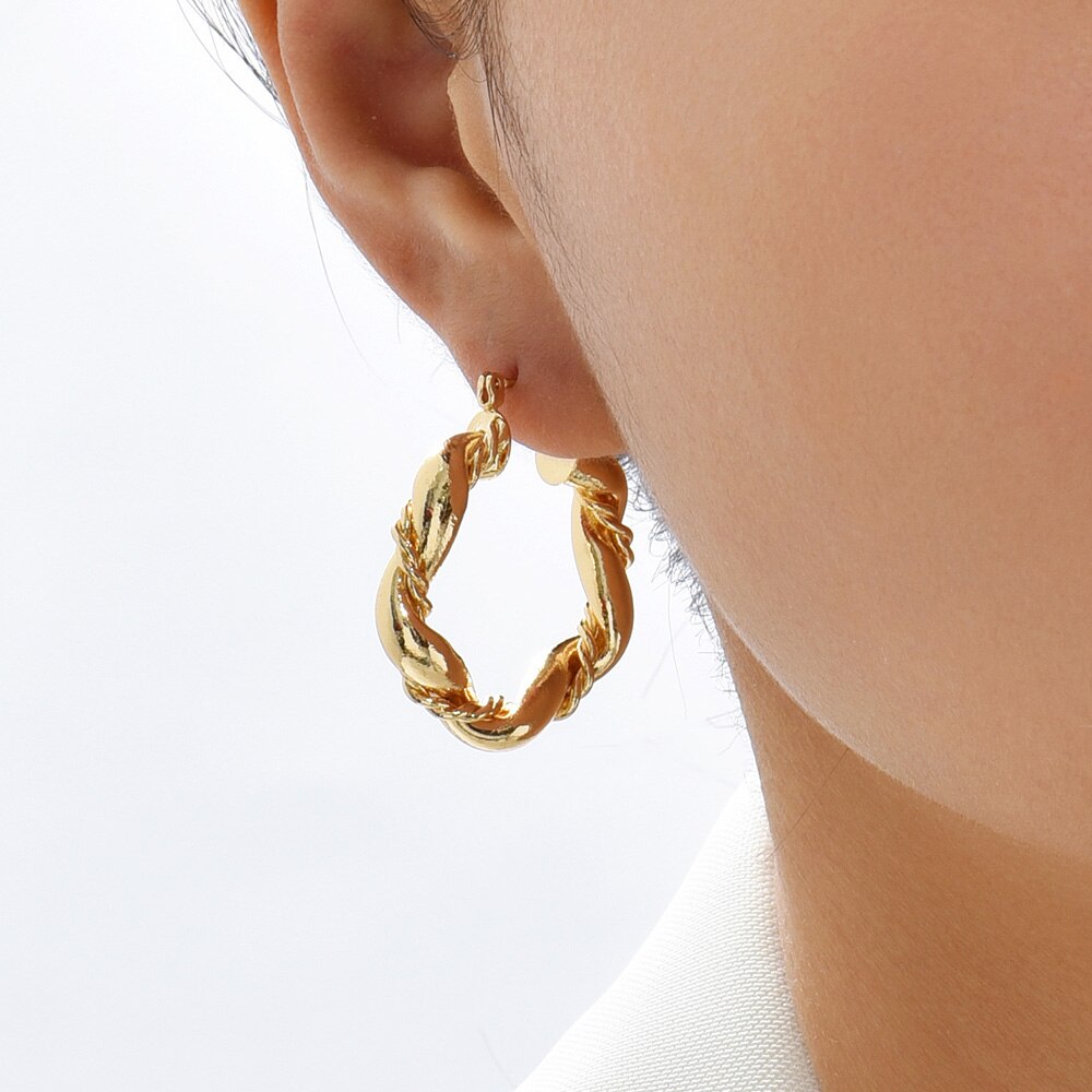 Statement Hoop Twist Chunky Earrings